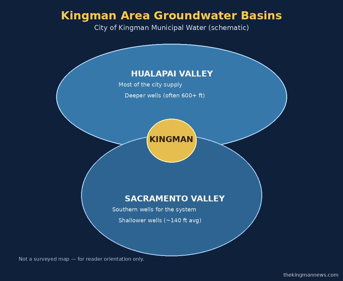Kingman area groundwater basins schematic -- Hualapai Valley and Sacramento Valley